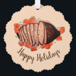 Happy Holidays Braised Beef Brisket Jewish Cuisine Tree Decoration Card<br><div class="desc">Design features an original marker illustration of a platter with a classic braised brisket, accompanied by roasted vegetables. A staple menu dish during the Jewish holidays, including Passover, Hanukkah, and Rosh Hashanah. This design is also available on other products. Lots of additional food-themed illustrations are also available from this shop....</div>