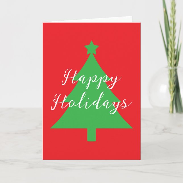 Happy Holidays Bright Red Christmas New Year Card (Front)