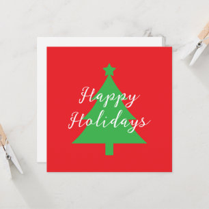 Happy Holidays Bright Red Christmas New Year Card