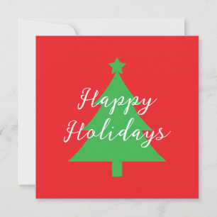 Happy Holidays Bright Red Christmas New Year Holiday Card