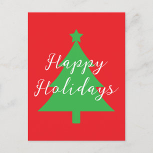 Happy Holidays Bright Red Christmas New Year Postcard