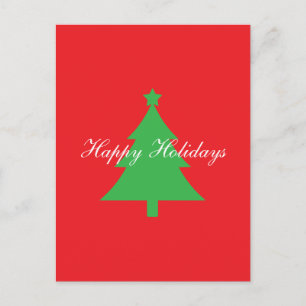 Happy Holidays Bright Red Christmas New Year Postcard