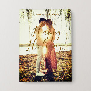 Happy holidays brown add couple photo name date mo