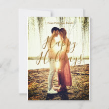 Happy holidays brown add couple photo name date mo