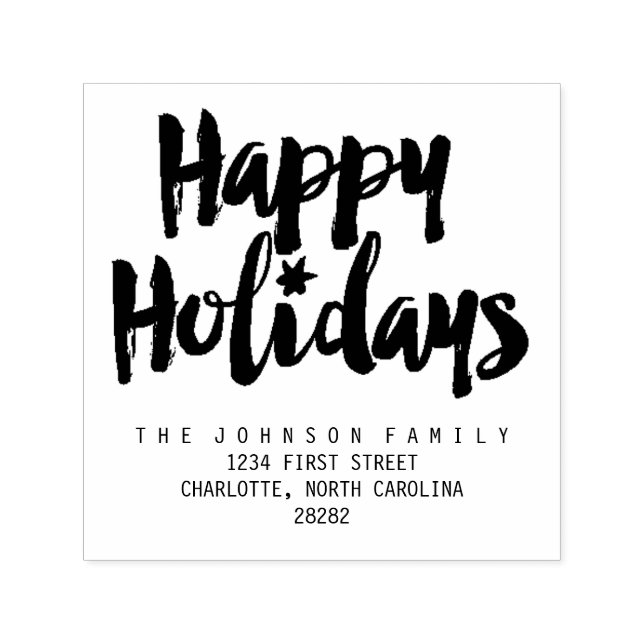 Happy Holidays Brush Script Personalise Self-inking Stamp (Design)