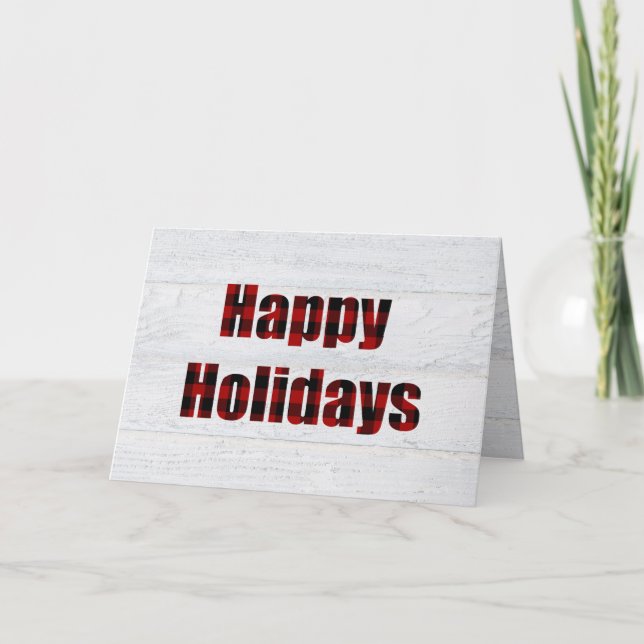 Happy Holidays buffalo plaid Card (Front)