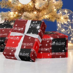 Happy Holidays Buffalo Plaid Wrapping Paper