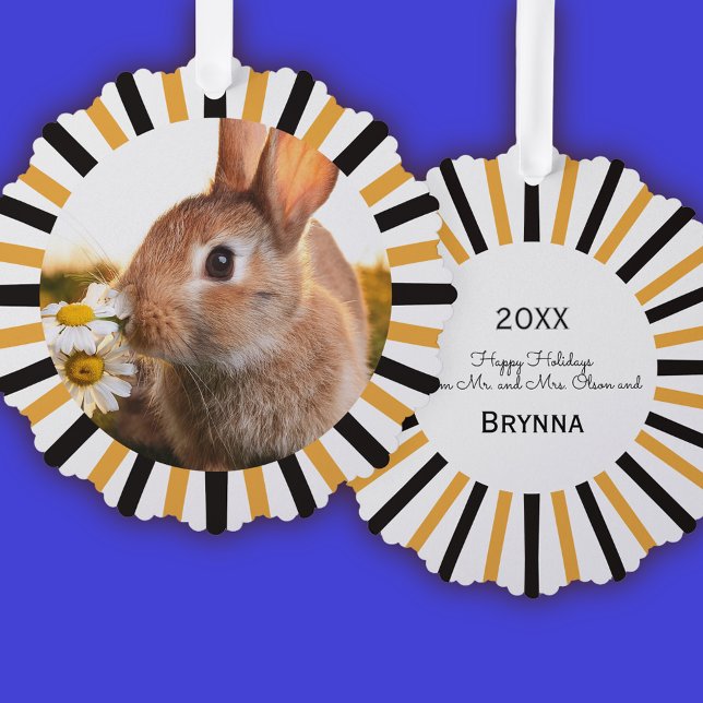 Happy Holidays Bunny Rabbit Tree Decoration Card (Creator Uploaded)