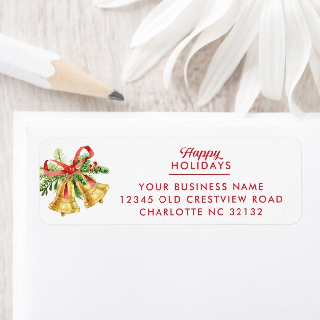 Happy Holidays Business Bells Return Address (Insitu)