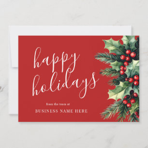 Happy Holidays Business Christmas Greenery Holiday Card