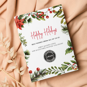 Happy Holidays Business Logo Christmas Party Card
