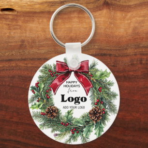 Happy Holidays Business Logo Keychains For Clients