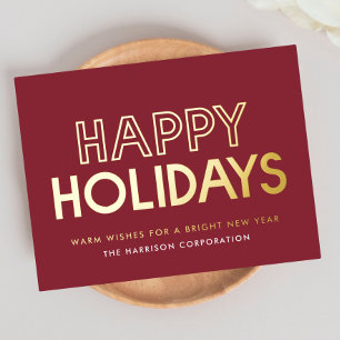 Happy Holidays Business Logo QR Code Christmas Foil Holiday Postcard