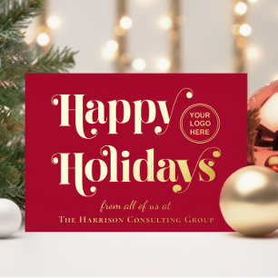 Happy Holidays Business Logo Red Christmas