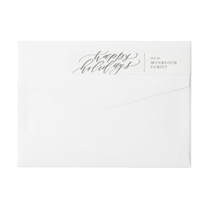 Happy Holidays Calligraphy Envelope Wrap Wrap Around Label