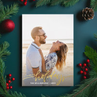 Happy Holidays Calligraphy Script 2 Photos Gold