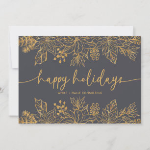 Happy Holidays Calligraphy Script Business   Gold Holiday Card