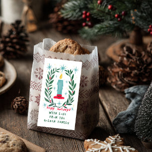 Happy Holidays Candle Hand Drawn CUSTOM Gift