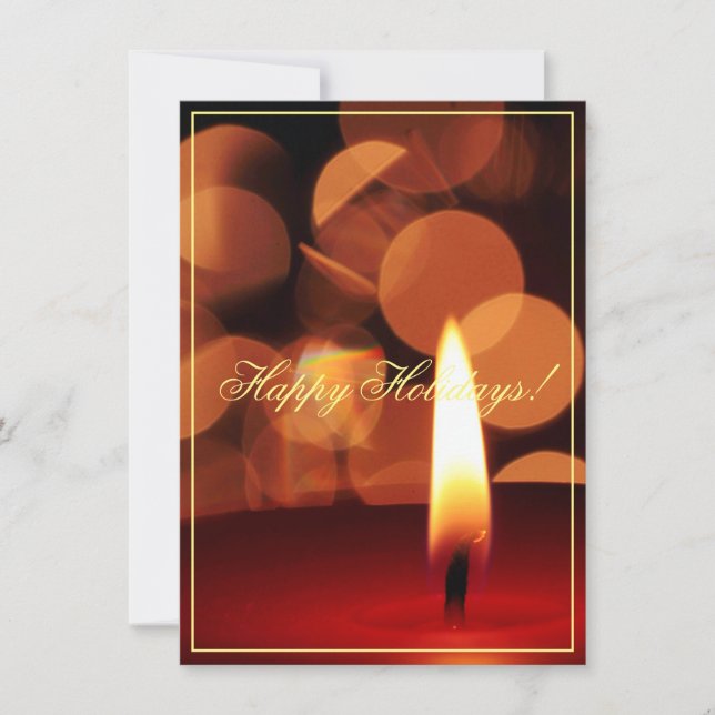 Happy Holidays Candle Lights Greeting Card (Front)