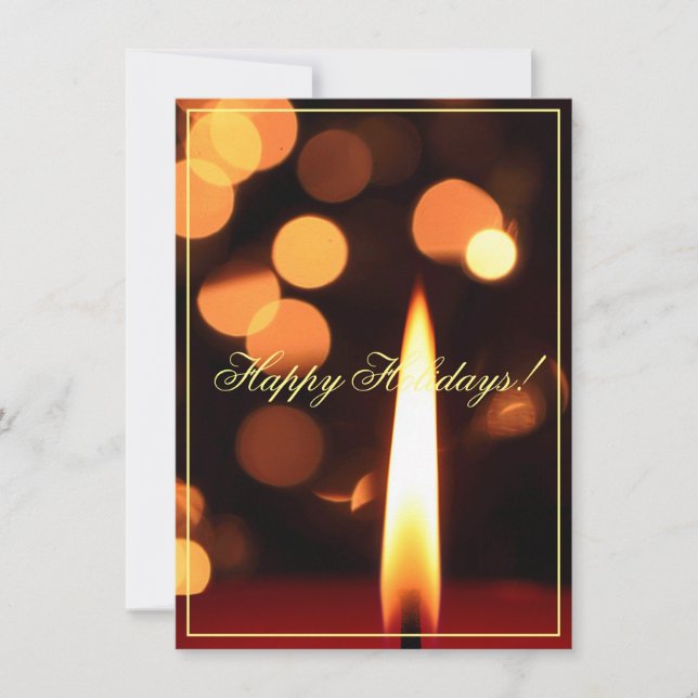Happy Holidays Candle Lights Greeting Card (Front)