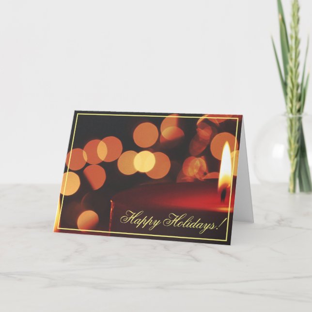 Happy Holidays Candle Lights Greeting Card (Front)
