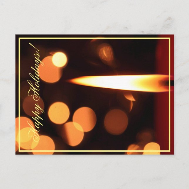 Happy Holidays Candle Lights Postcard (Front)