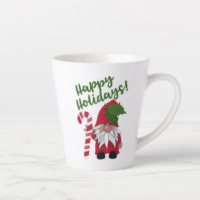 Happy Holidays! Candy Cane Gnome Latte Mug (Right)