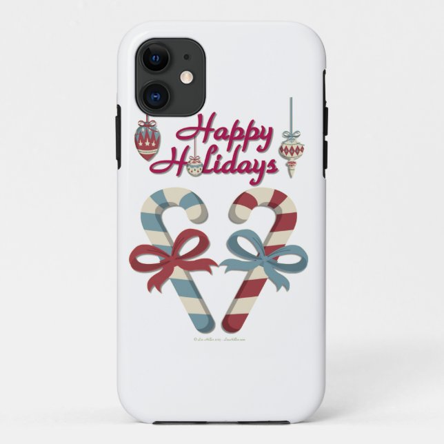 Happy Holidays Candy Cane Heart Case-Mate iPhone Case (Back)