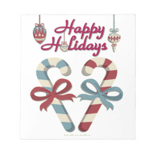 Happy Holidays Candy Cane Heart Notepad