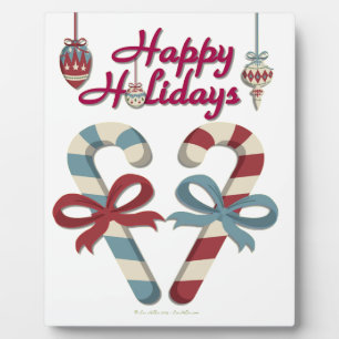 Happy Holidays Candy Cane Heart Plaque