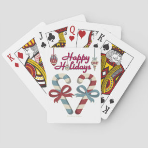 Happy Holidays Candy Cane Heart Playing Cards