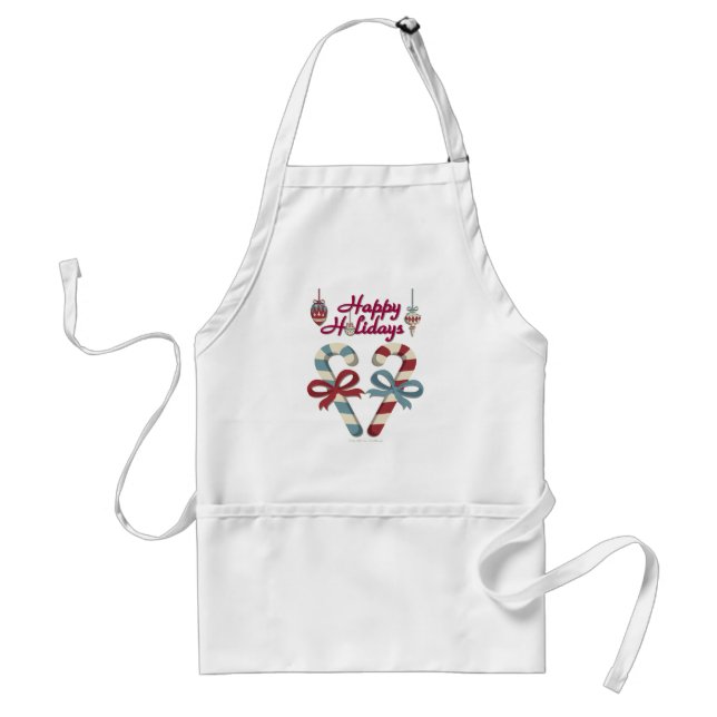 Happy Holidays Candy Cane Heart Standard Apron (Front)