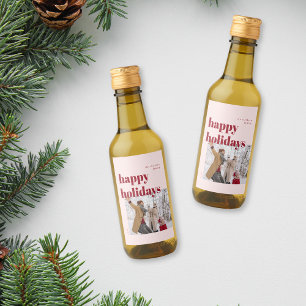Happy Holidays Candy Cane Photo Wine Label