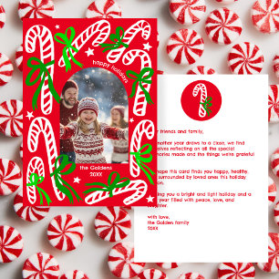 Happy Holidays Candycanes CUSTOM PHOTO Christmas Holiday Card
