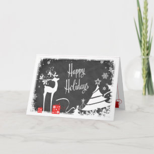Happy Holidays Card   Faux Chalkboard, Deer
