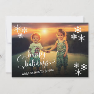 Happy Holidays Card w/ Snowflakes & Editable Colou