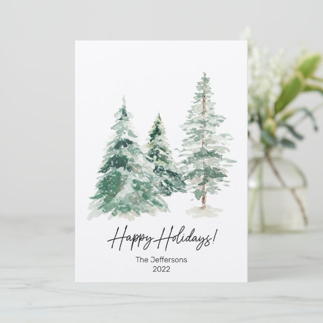 Happy Holidays Card With Name and Year (Standing Front)