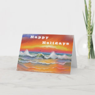Happy Holidays Card with Sea Sunset