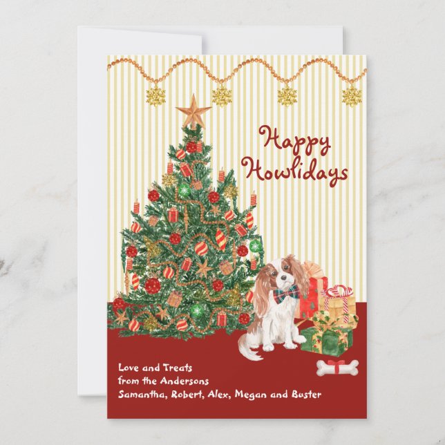 Happy Holidays Cavalier King Charles Spaniel Tree (Front)