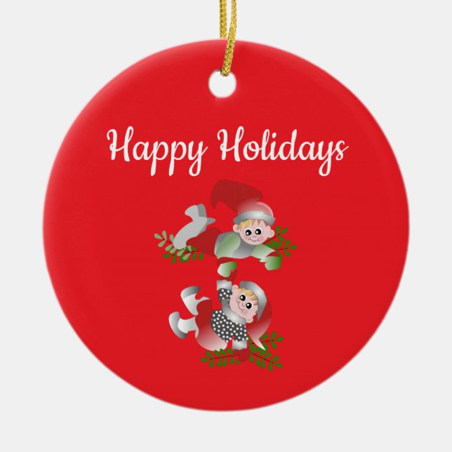 Happy Holidays Ceramic Tree Decoration (Front)