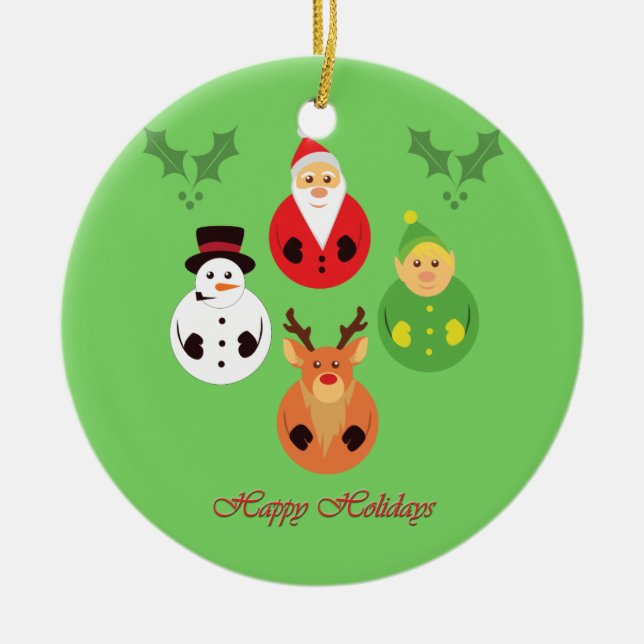 Happy Holidays! Ceramic Tree Decoration (Front)