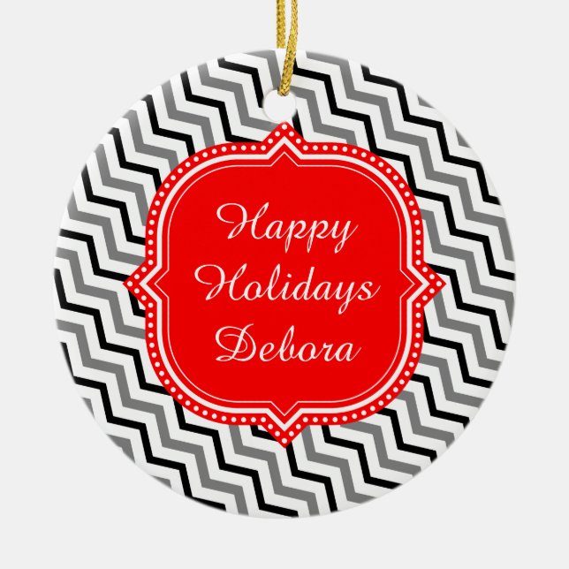 Happy Holidays Ceramic Tree Decoration (Front)