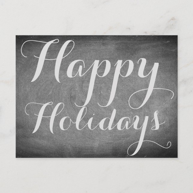 Happy Holidays Chalkboard Typography Custom Card (Front)