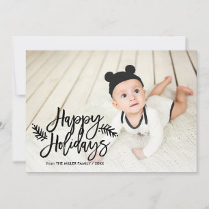 Happy Holidays Chic Hand Lettered Holiday Photo Card
