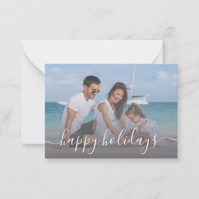 happy holidays chic  handwriting holiday photo card (Front)