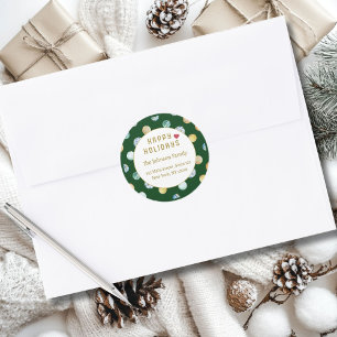 Happy Holidays!   Christmas Address  Classic Round Sticker