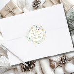Happy Holidays!  Christmas Address Classic Round Sticker<br><div class="desc">Customer specific "Happy Holidays" Christmas Pattern Sticker. Create your perfect design in minutes with your name & address. Using the "Further Personalise" option and layout to match your style. Perfect for Holiday Greetings: Ideal for Christmas cards, gift packages, or party invitations. Add a festive and personal touch to your holiday...</div>
