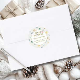 Happy Holidays!  Christmas Address Classic Round Sticker