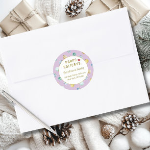 Happy Holidays! Christmas Address Classic Round Sticker