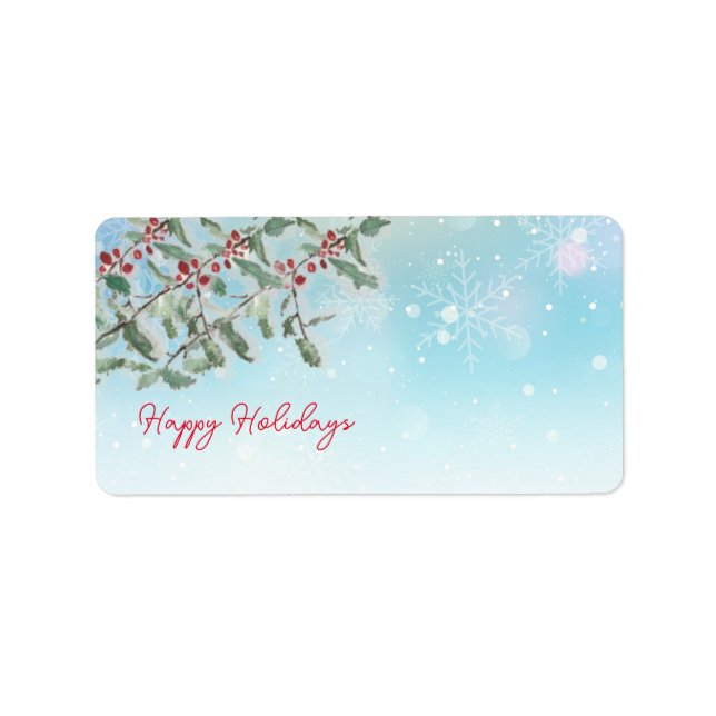 Happy Holidays Christmas Address Label (Front)